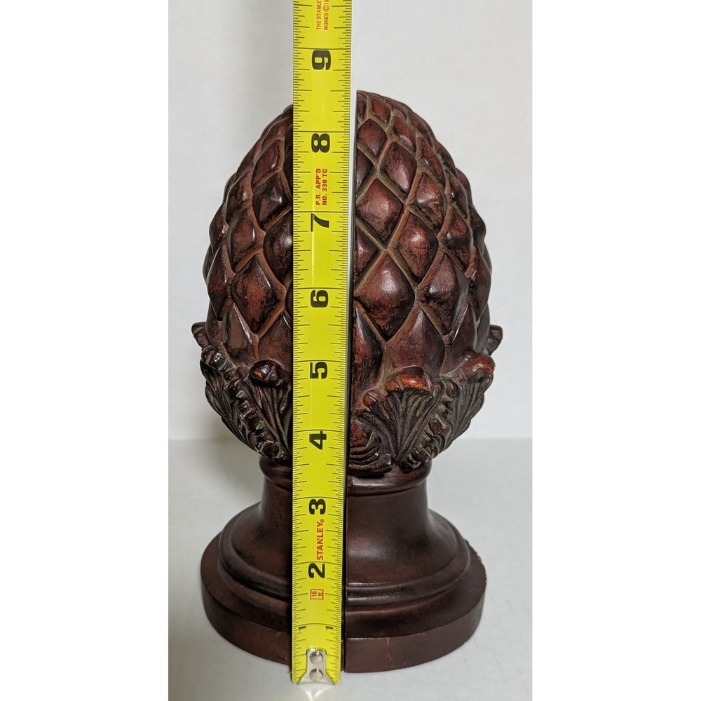 Classic Set Pineapple Bookends Stained Antique Brown Resin (2) 8 1/2" - Picture 10 of 14